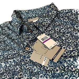 PGA Tour Pro Series Blue Green Floral Short Sleeve Shirt XXL